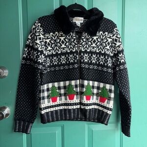 Cambridge Dry Goods Black and White Holiday Wool Sweater
